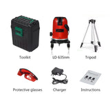 PRACMANU 5 Lines 6 Points Laser Level Automatic Self Leveling 360