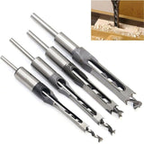Hot 4Pcs Woodworking Square Hole Drill Bits Wood Mortising Chisel