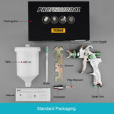 Professional HVLP Spray Paint Gun Kit 600ML 1.4/1.7/2.0mm Nozzle Gravity
