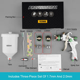 Professional HVLP Spray Paint Gun Kit 600ML 1.4/1.7/2.0mm Nozzle Gravity