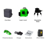 PRACMANU12 Lines 3D Green Laser Level Horizontal And Vertical Cross Lines