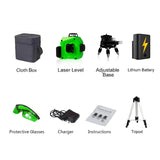 PRACMANU12 Lines 3D Green Laser Level Horizontal And Vertical Cross Lines